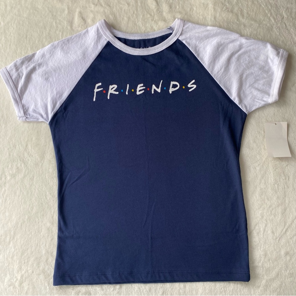 Friends T-shirt Baby Tee Navy‎ White Size Medium NEW!